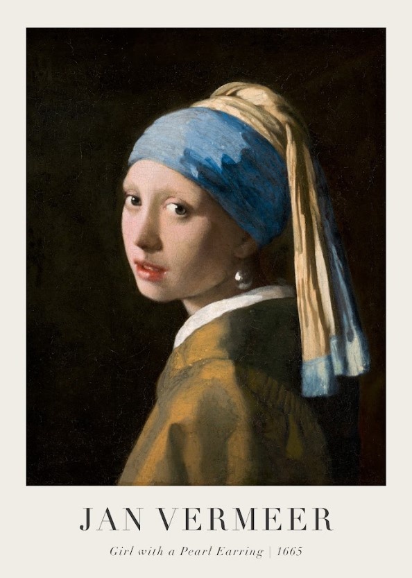 Постер без рамки "Girl with a Pearl Earring" в розмірі 30х40