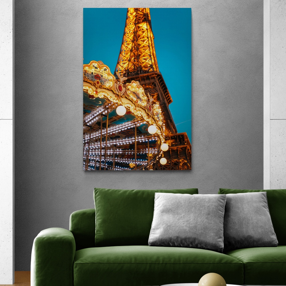 Постер без рамки "Ейфелева вежа та Карусель в Парижі" в розмірі 20х30