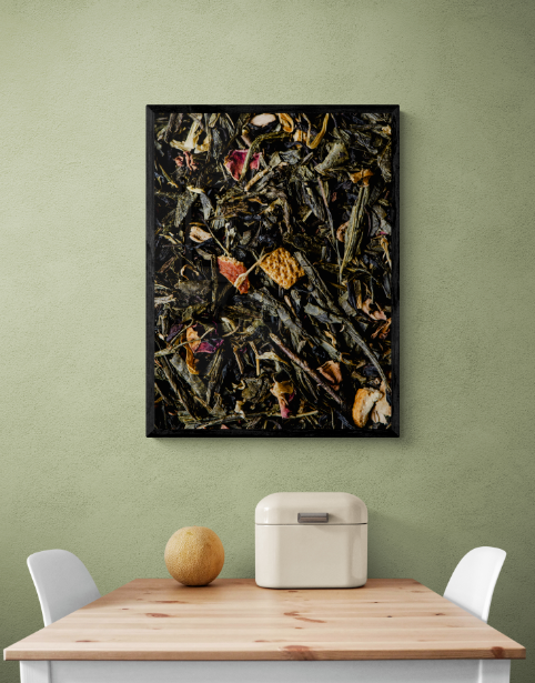 Постер без рамки "Листья чая с фруктами" в размере 30х40